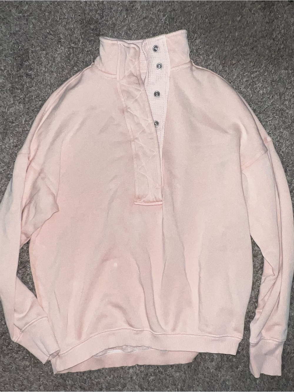 Aerie Light Pink peach Washed Blue Snap Waffle Getaway Pullover